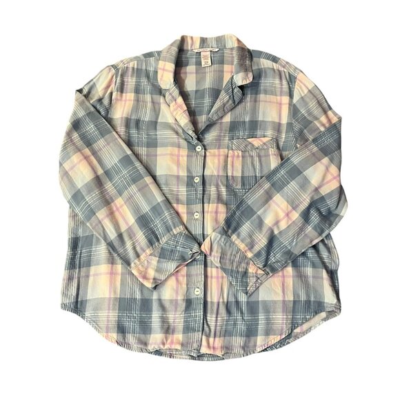 Victoria’s Secret Pajama Set Womens S Used 2 Piece Plaid Flannel Cotton Modal - Picture 2 of 16
